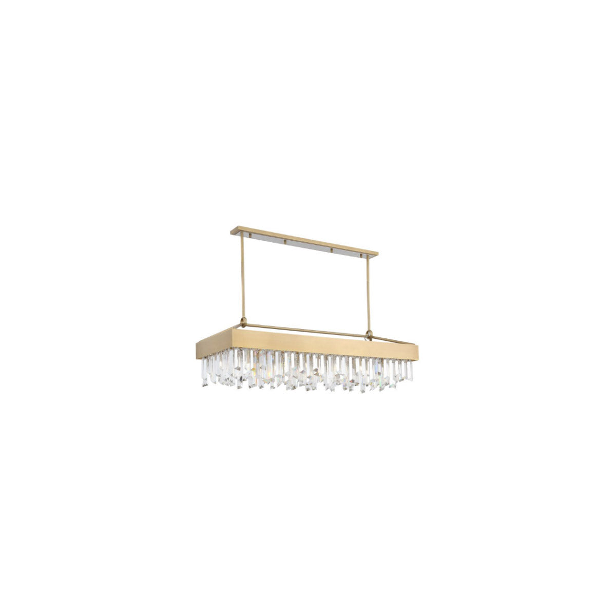 Steel Frame with Clear Crystal Rod Linear Chandelier