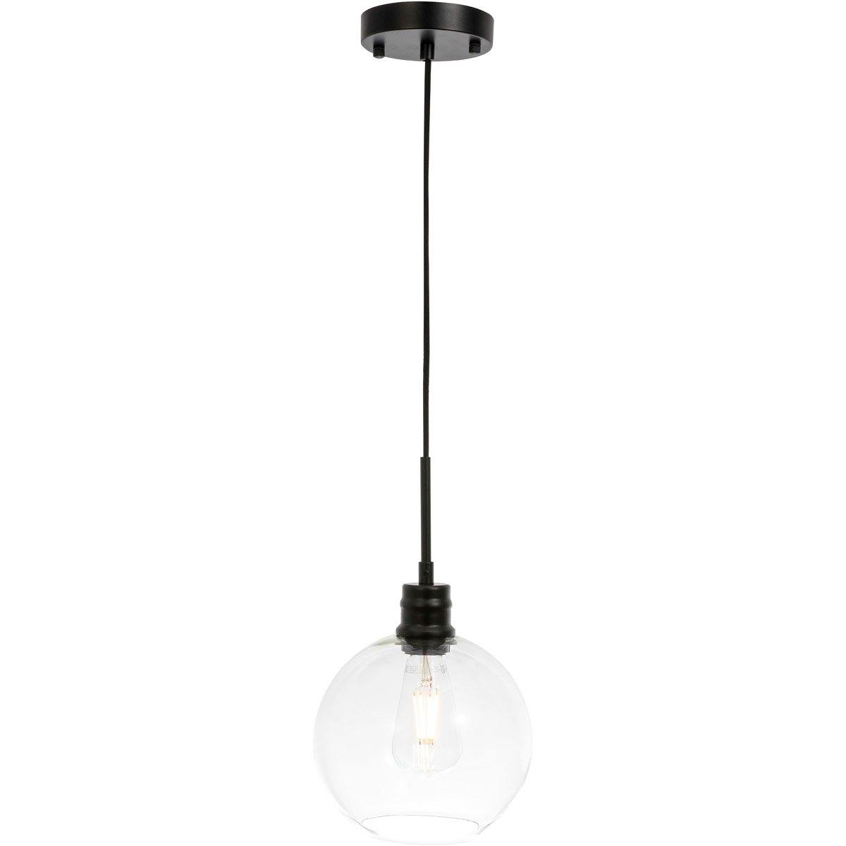Black with Cleag Glass Single Light Pendant - LV LIGHTING