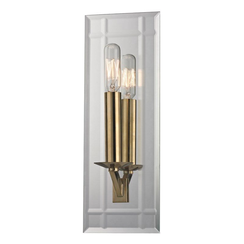 Aged Brass Frame with Mirror Back Plate Wall Sconce
