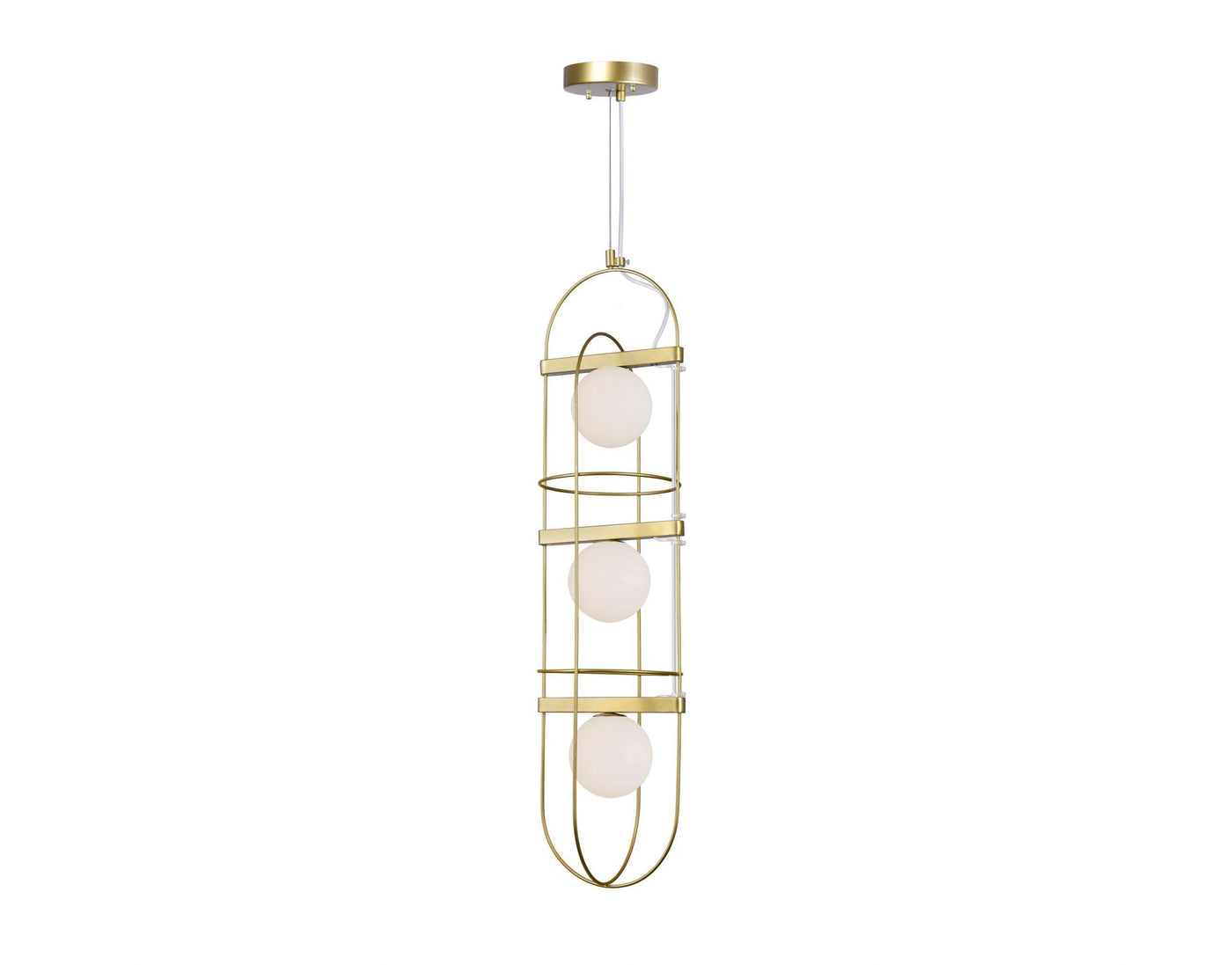 Medallion Gold with Frosted Shade 3 Light Pendant - LV LIGHTING