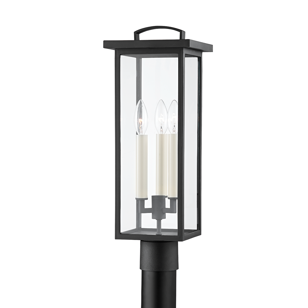 Steel Frame with Clear Glass Shade Outdoor Post Light