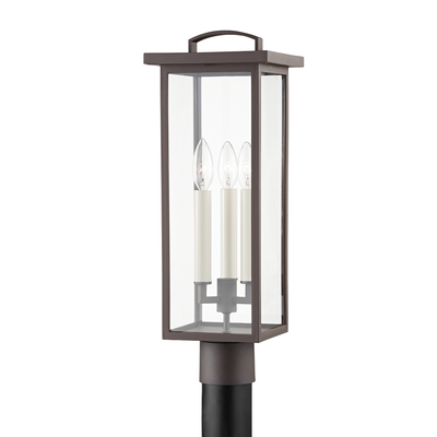 Steel Frame with Clear Glass Shade Outdoor Post Light