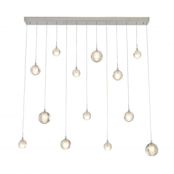 Chrome with Clear Glass Globe Linear Pendant - LV LIGHTING