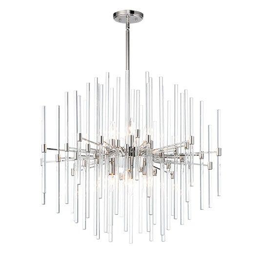 Polished Nickel with Glass Rods Chandelier - LV LIGHTING