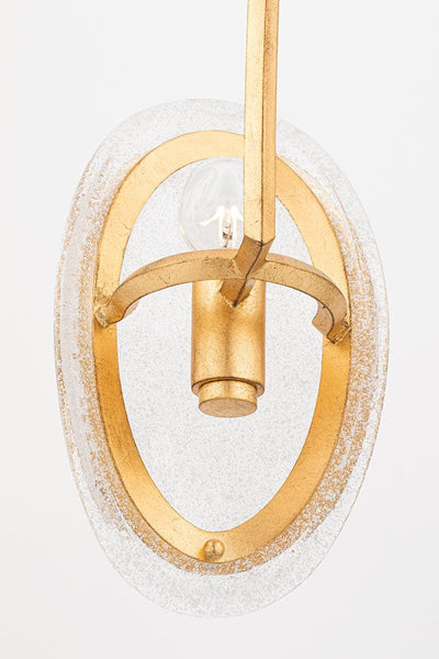 Vintage Gold Leaf with Piastra Glass Shade Flush Mount - LV LIGHTING