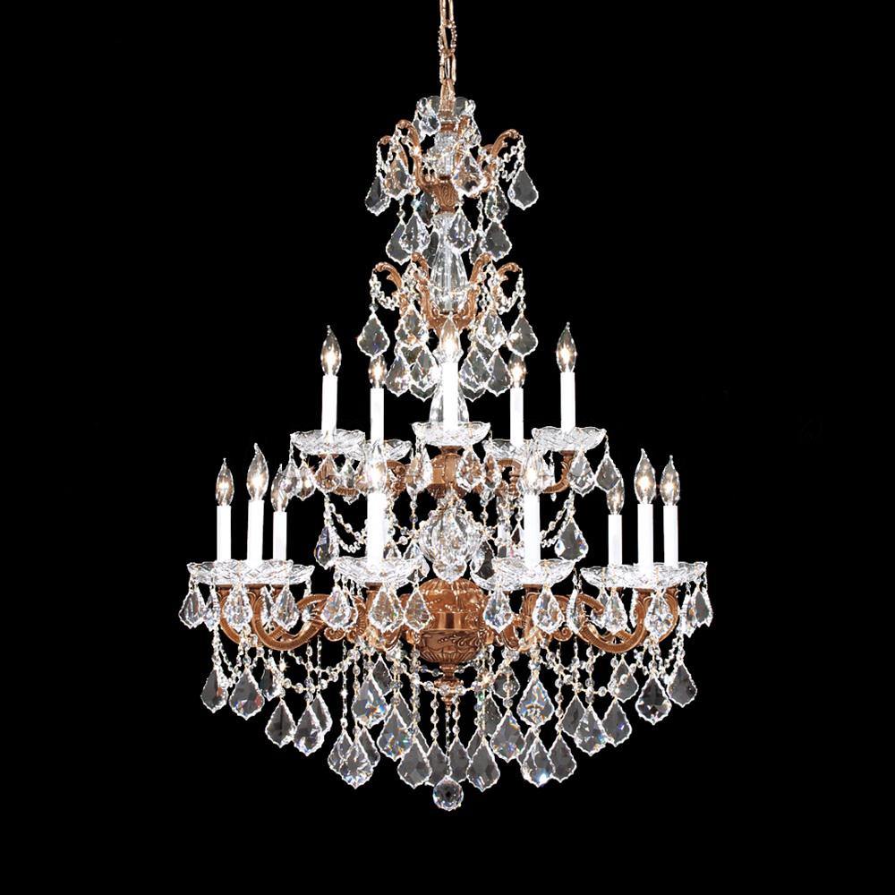 Bronze with Clear Crystal Drop with Strand Chandelier - LV LIGHTING