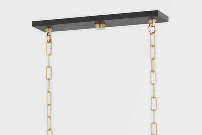 Aged Brass and Black with Clear Glass Shade Linear Pendant - LV LIGHTING