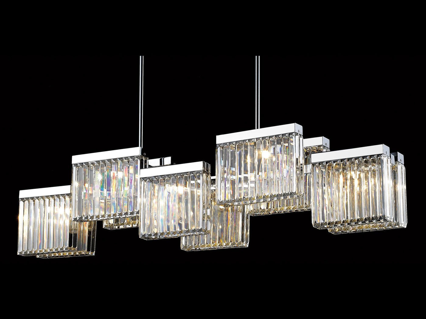 Polished Nickel Frame with Clear Crystal Rod Linear Pendant - LV LIGHTING