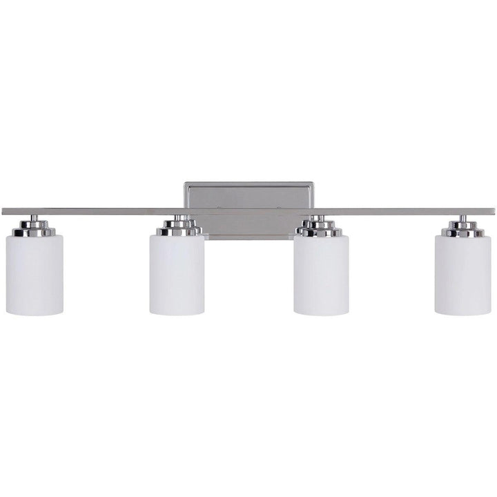 Chrome with Cylindrical White Glass Shade Vanity Light - LV LIGHTING
