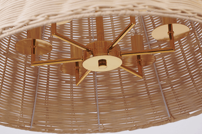 Gold Frame with Natural Vine Basket Pendant / Chandelier - LV LIGHTING