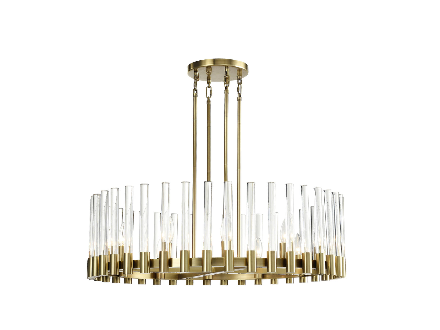 Steel Frame with Clear Glass Rod Chandelier