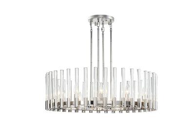 Steel Frame with Clear Glass Rod Chandelier
