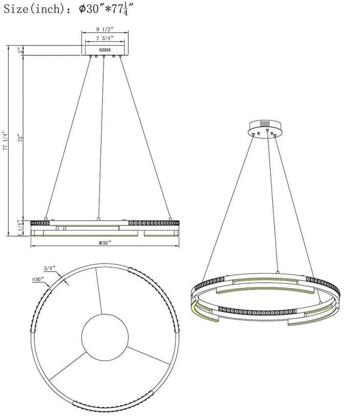 LED Chrome with Crystal Circle Pendant - LV LIGHTING
