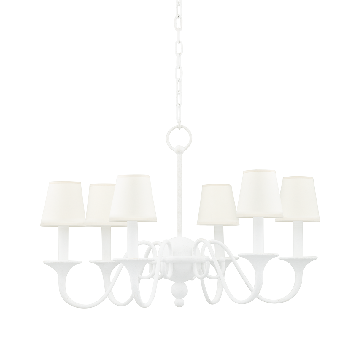 White Plaster Curve Arm with Fabric Shade Chandelier