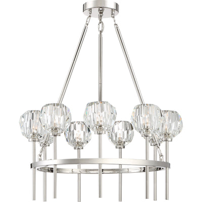 Steel Ring Frame and Rod with Clear Crystal Shade Chandelier