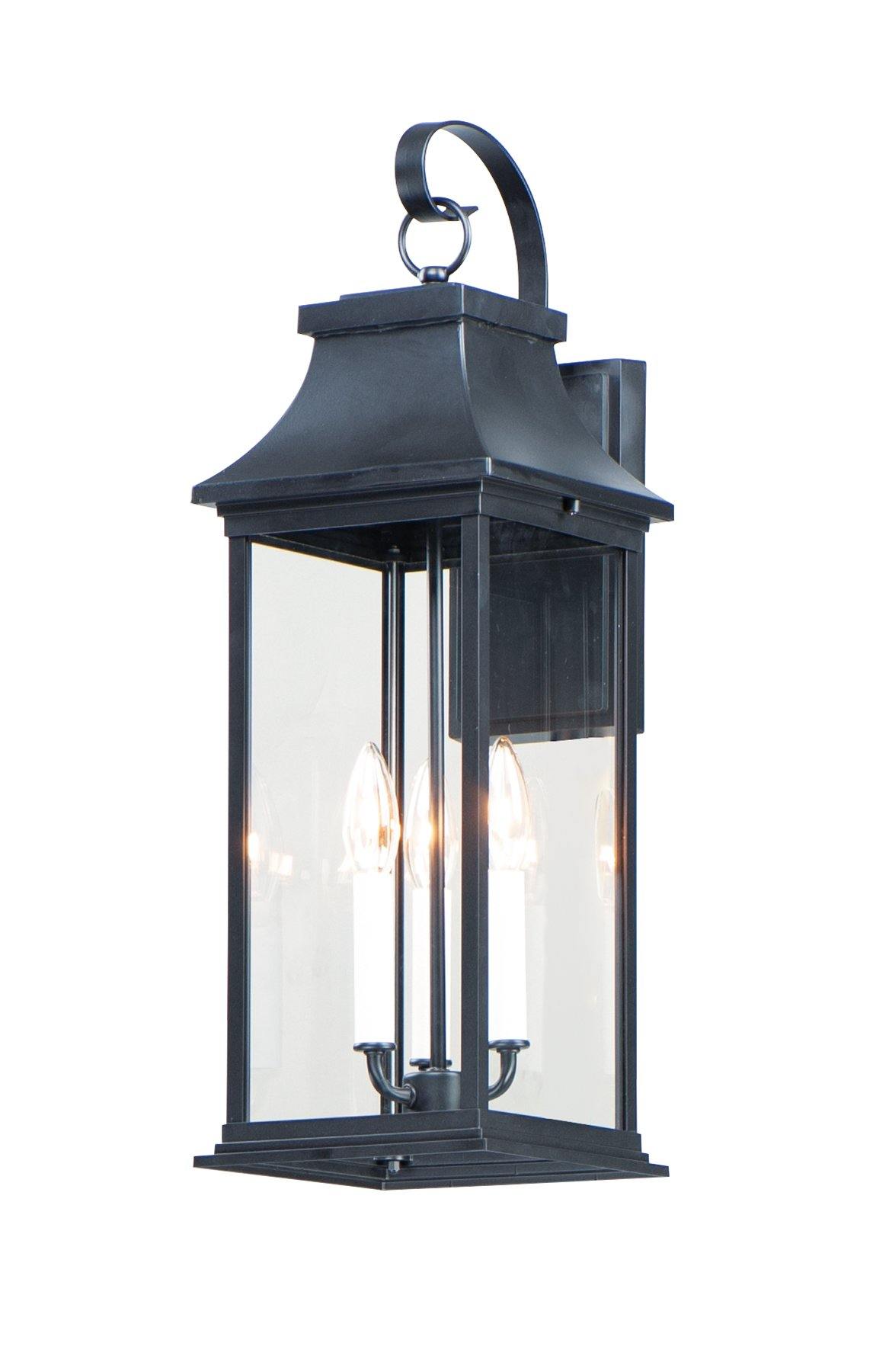 Black with Clear Glass Outdoor Wall Sconce - LV LIGHTING