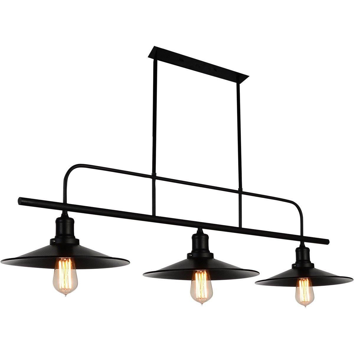 Black with Disk Shade Linear Pendant - LV LIGHTING