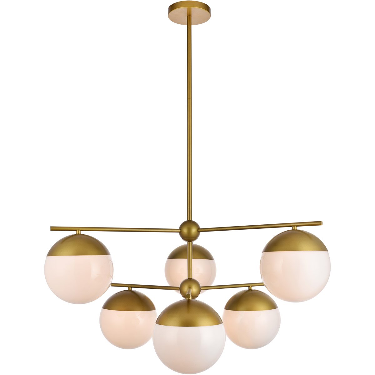 Brass with Frosted Shade Chandelier - LV LIGHTING