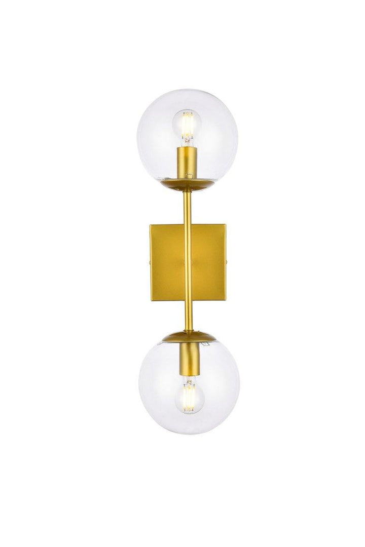 Black with Clear Shade Double Light Wall Sconce - LV LIGHTING