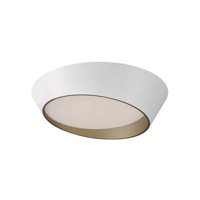 LED Matte White with Gold Slanted Frame Flush Mount