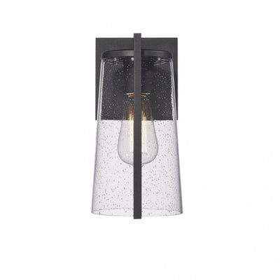 Steel Black Frame with Clear Seedy Glass Shade Outdoor Wall Sconce