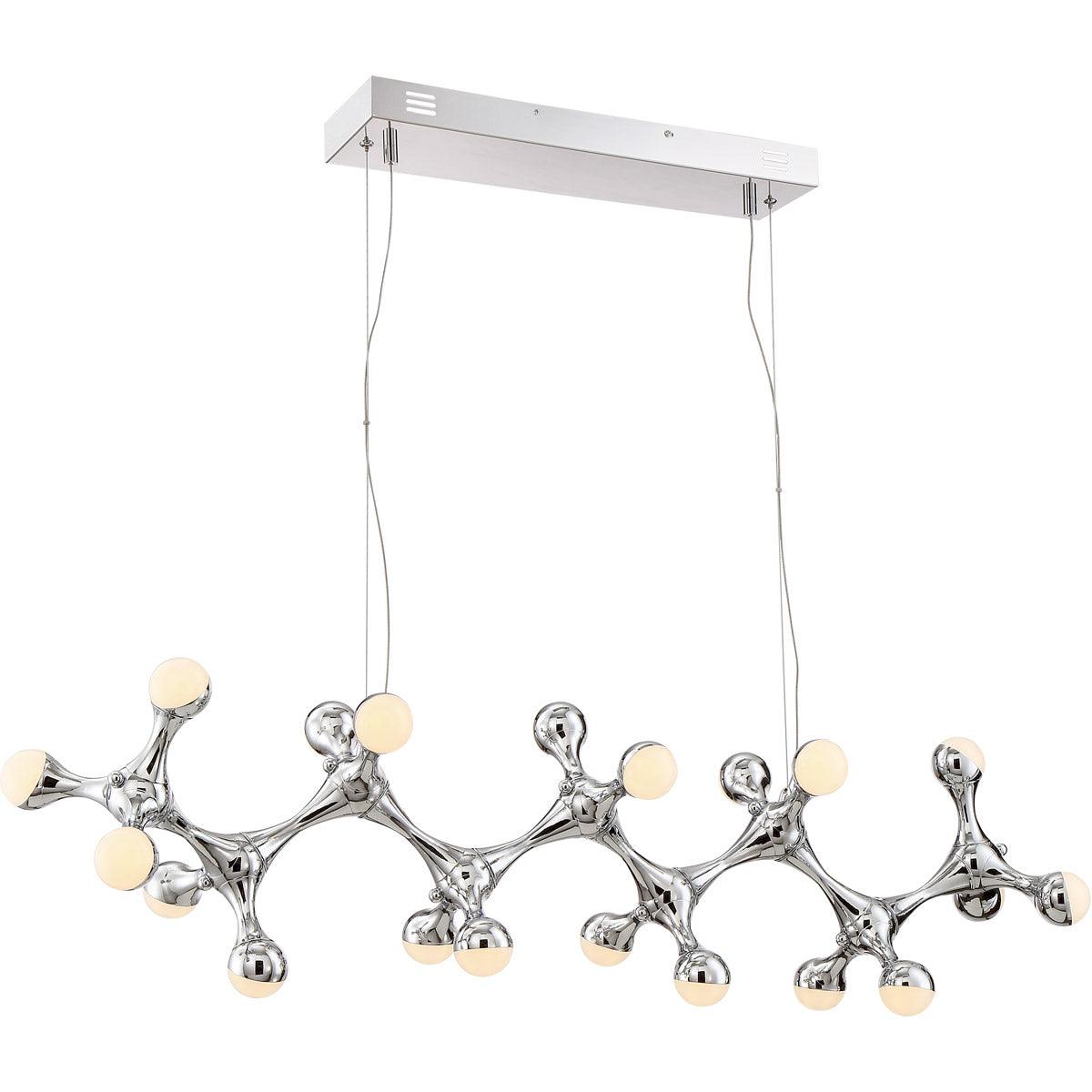 LED Chrome Molecule Frame with Acrylic Diffuser Linear Chandelier - LV LIGHTING