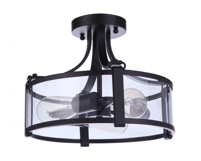 Steel Frame with Clear Glass Shade Semi Flush Mount