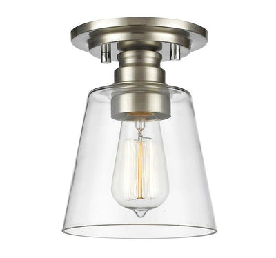 Steel Base with Clear Glass Shade Flush Mount - LV LIGHTING