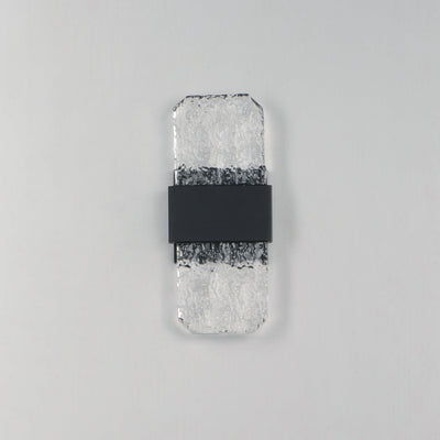 LED Black Aluminum Frame with Artisanal Cast Glass Outdoor Wall Sconce - LV LIGHTING