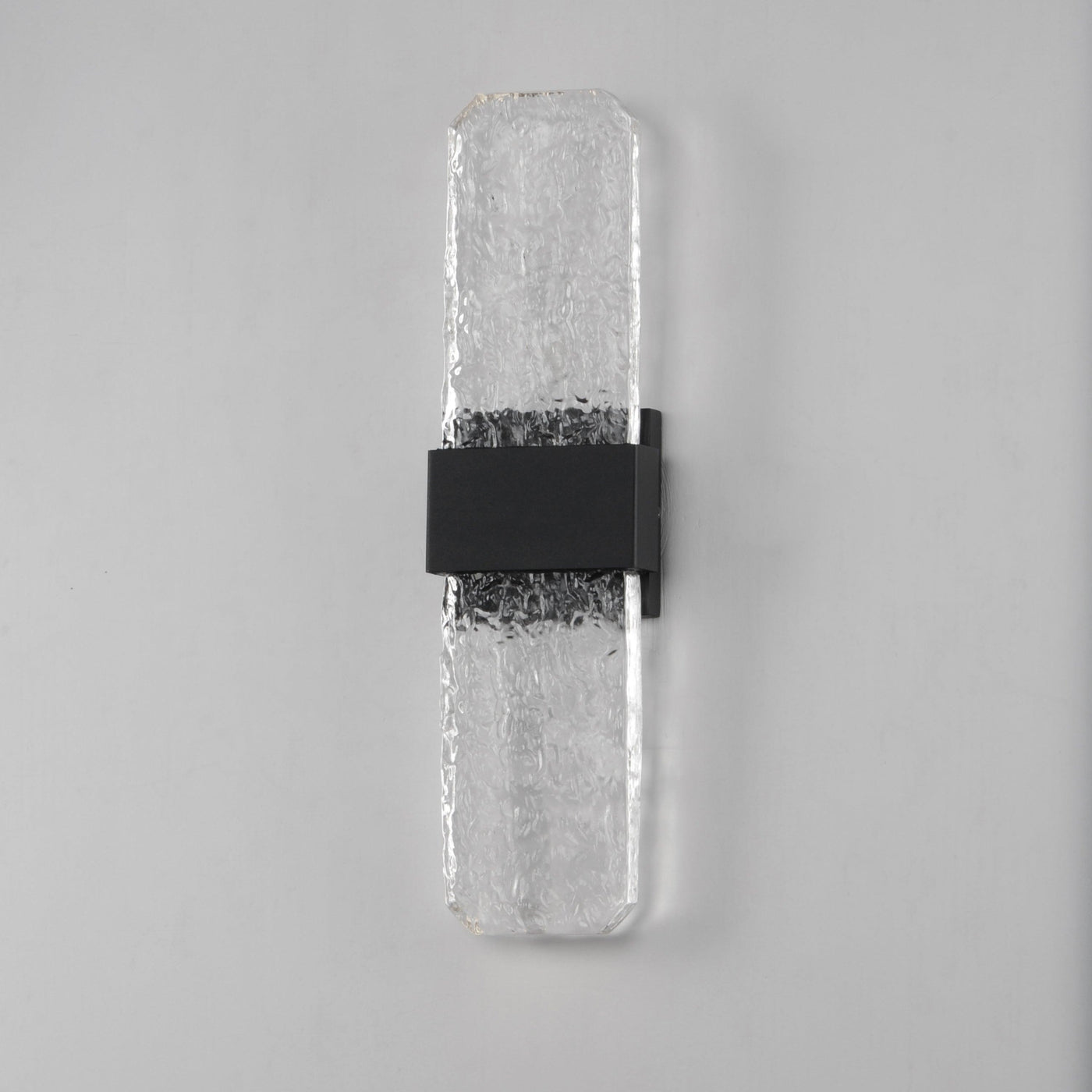 LED Black Aluminum Frame with Artisanal Cast Glass Outdoor Wall Sconce - LV LIGHTING