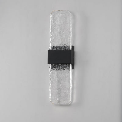 LED Black Aluminum Frame with Artisanal Cast Glass Outdoor Wall Sconce - LV LIGHTING