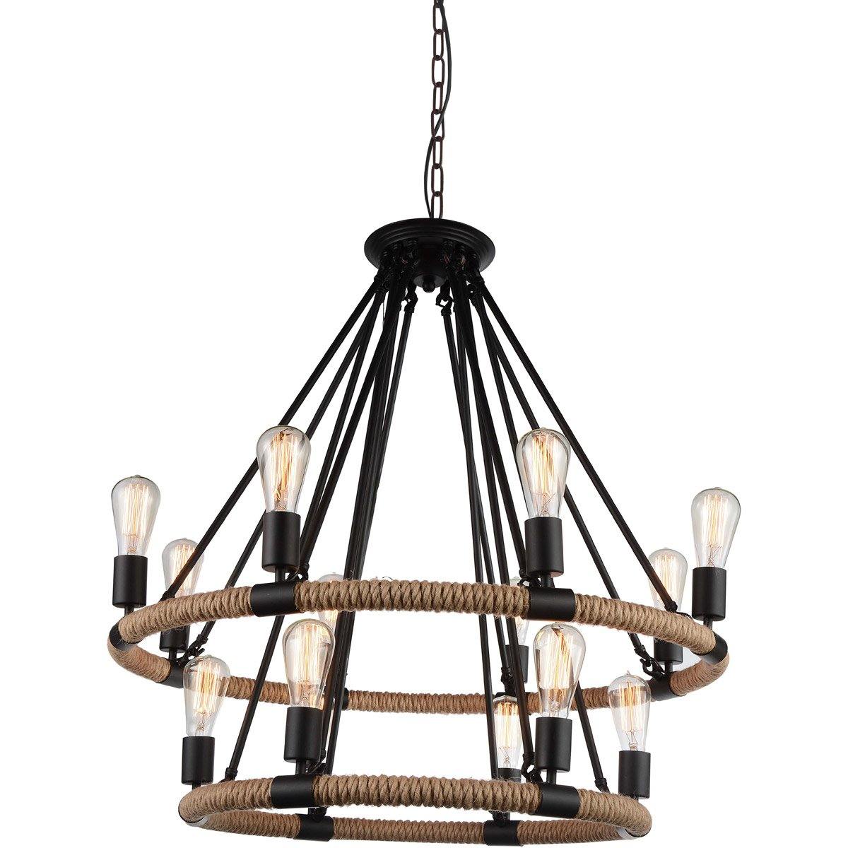 Black with Double Rope Ring Chandelier - LV LIGHTING