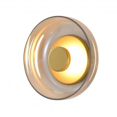 LED Gold with Amber Glass Shade Wall Sconce - LV LIGHTING