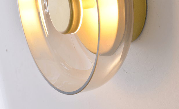 LED Gold with Amber Glass Shade Wall Sconce - LV LIGHTING
