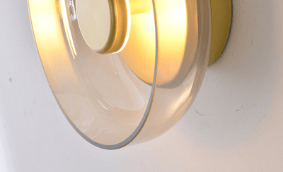 LED Gold with Amber Glass Shade Wall Sconce - LV LIGHTING