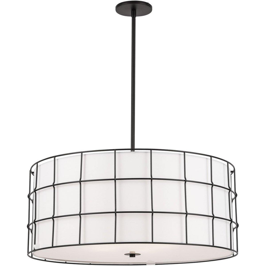Matte Black Frame with White Fabric Shade Chandelier - LV LIGHTING