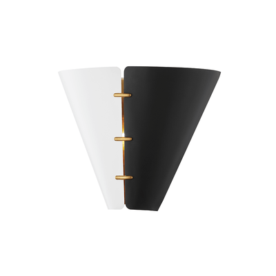 Aged Brass with Black and White Split Shade Wall Sconce - LV LIGHTING