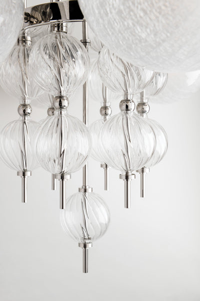 Steel with Spiral and Matte Crackle Glass Orb Shade Chandelier - LV LIGHTING