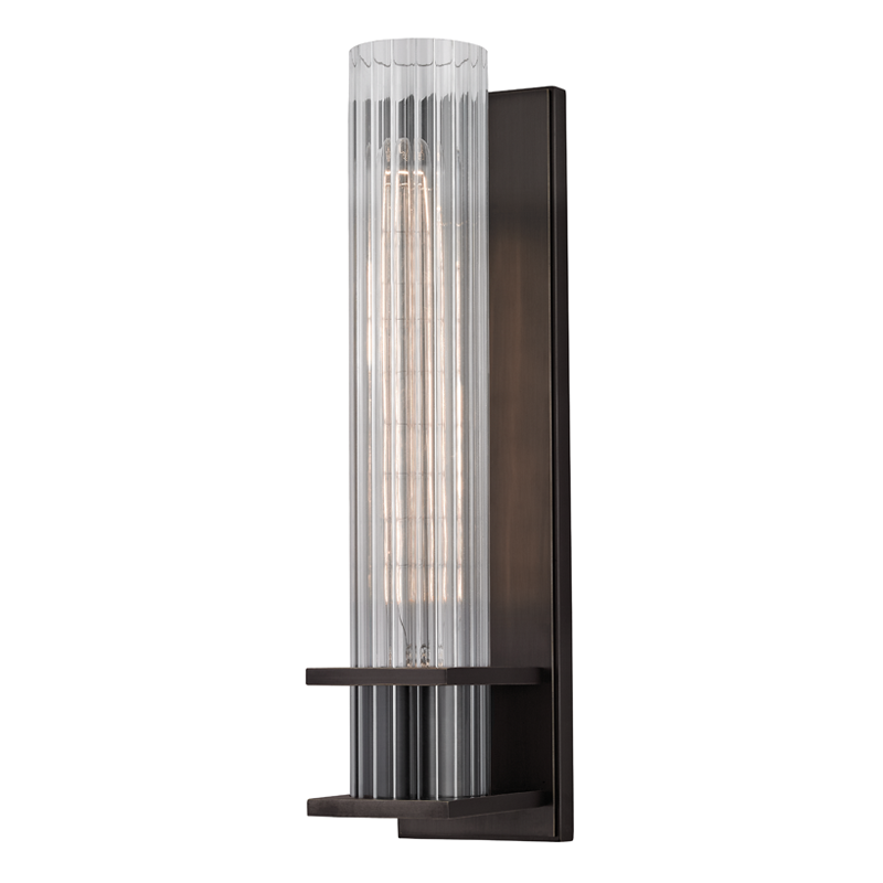 Steel with Clear Cylindrical Glass Shade Wall Sconce