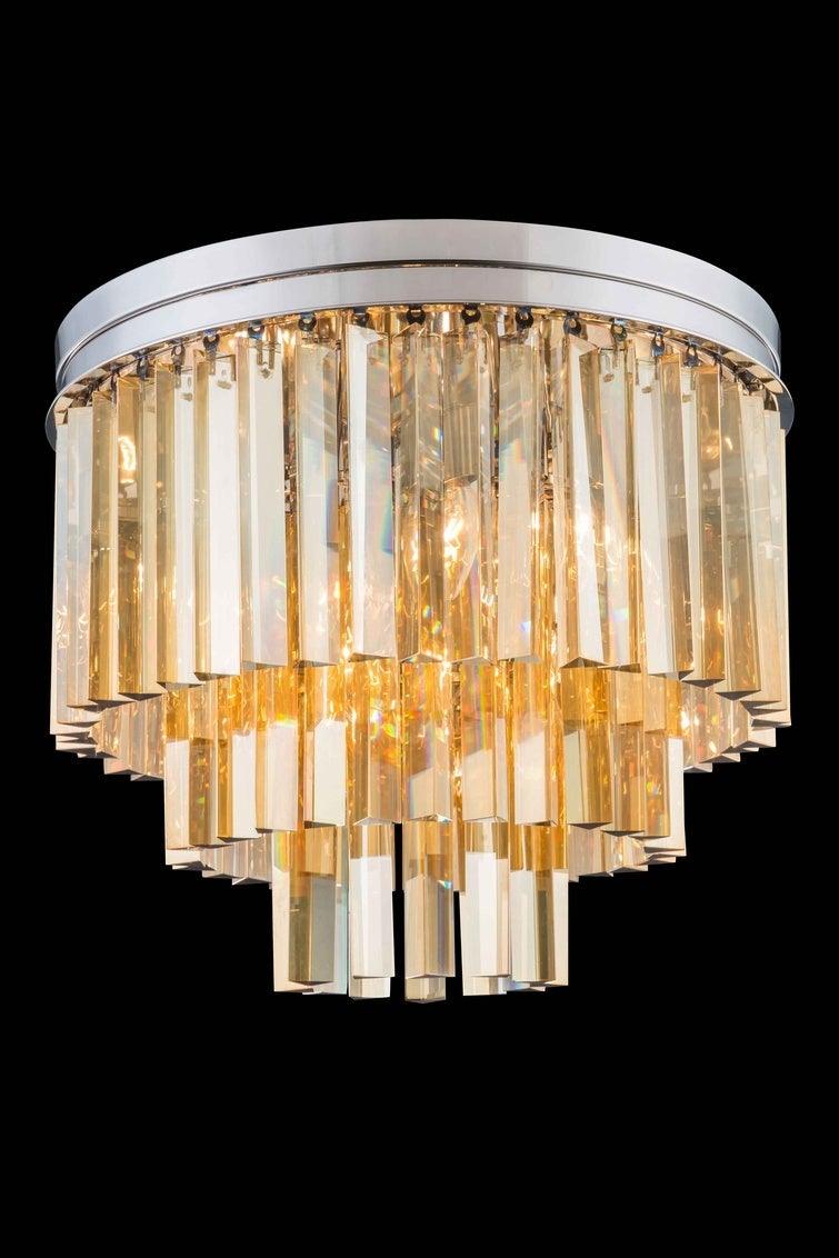 Steel with Crystal Rod Round Flush Mount - LV LIGHTING