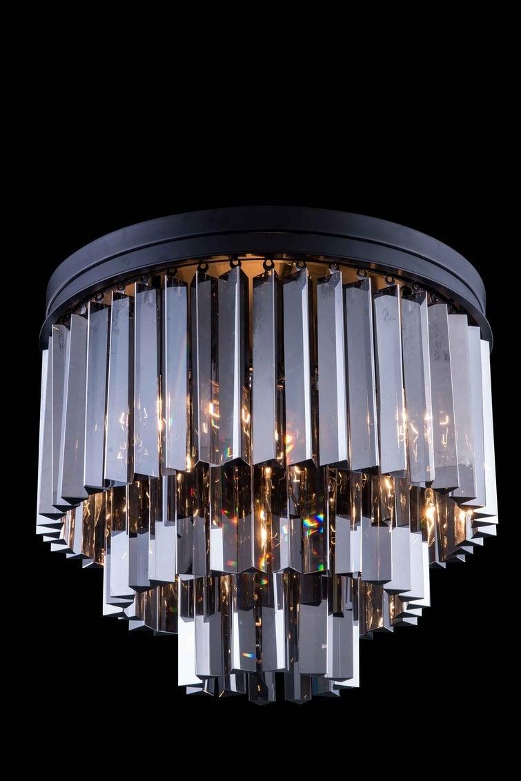 Steel with Crystal Rod Round Flush Mount - LV LIGHTING