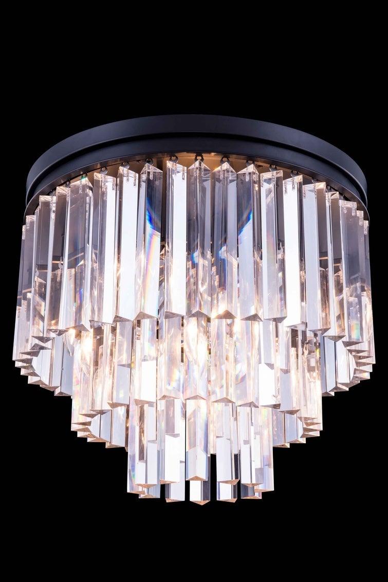 Steel with Crystal Rod Round Flush Mount - LV LIGHTING
