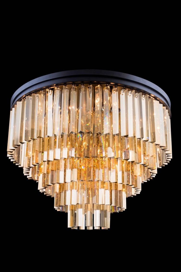 Steel with Crystal Rod Round Flush Mount - LV LIGHTING
