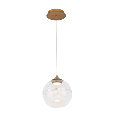 LED Aged Brass Frame with Clear Glass Globe Shade Pendant - LV LIGHTING