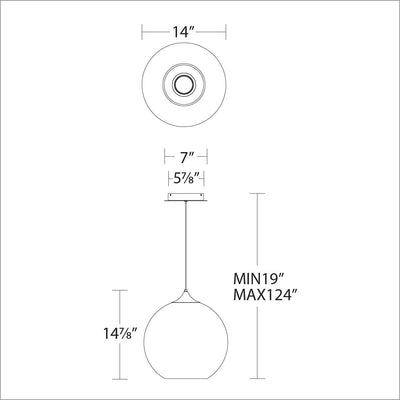 LED Aged Brass Frame with Clear Glass Globe Shade Pendant - LV LIGHTING