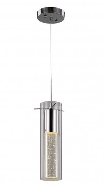 Chrome with Bubble Rod and Clear Glass Shade Single Light Pendant - LV LIGHTING