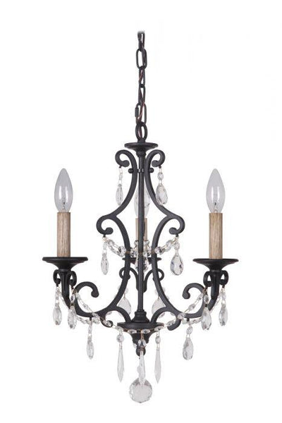 Matte Black Curve Arms with Clear Crystal Drop and Strand Pendant / Chandelier - LV LIGHTING