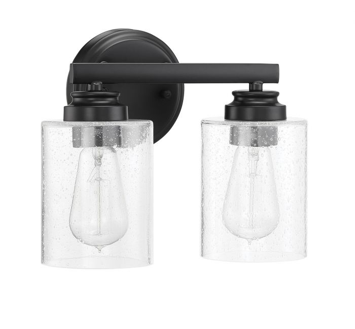 Steel Frame with Cylindrical Glass Shade Vanity Light