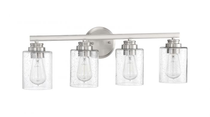 Steel Frame with Cylindrical Glass Shade Vanity Light