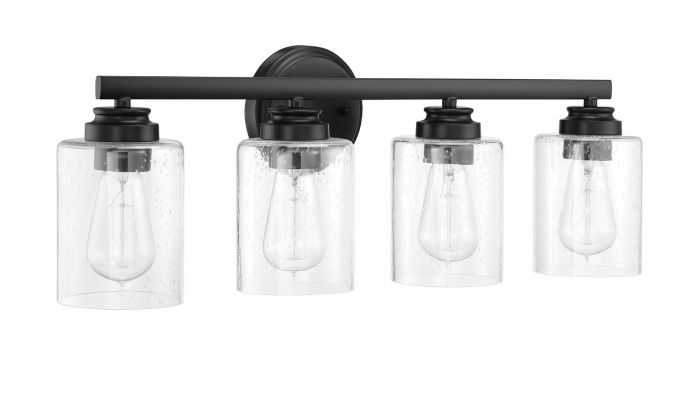 Steel Frame with Cylindrical Glass Shade Vanity Light